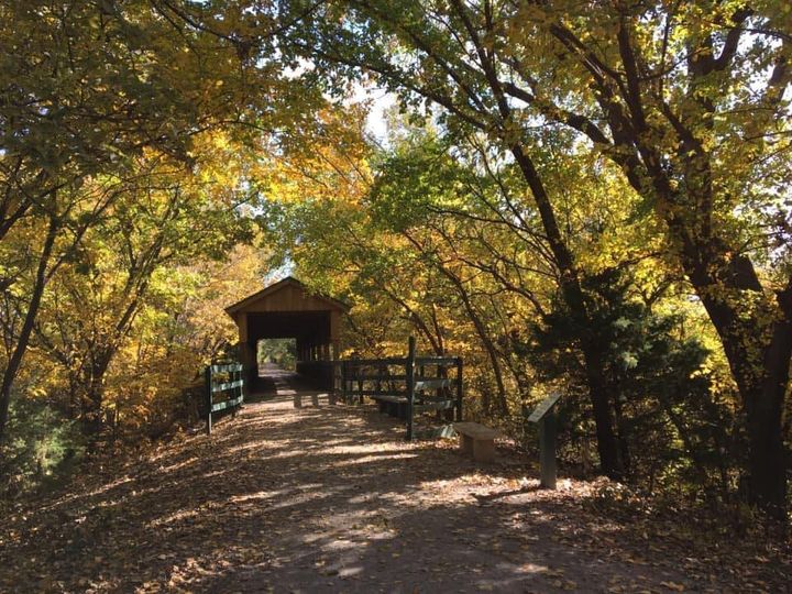 Covered bridge in fall